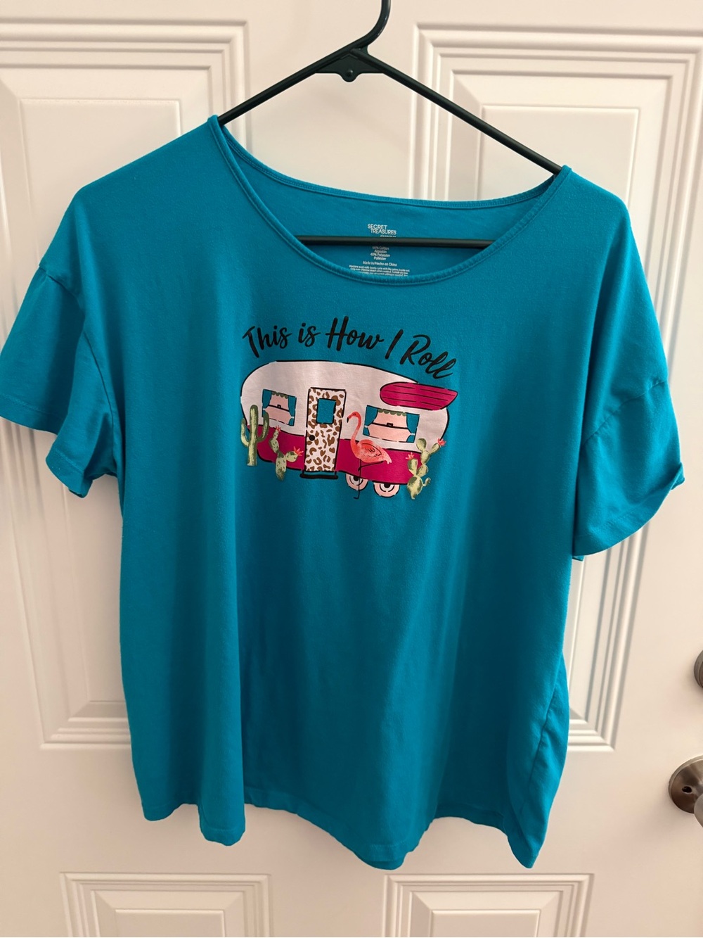 Secret Treasures Teal Graphic Camper Sleep Tee